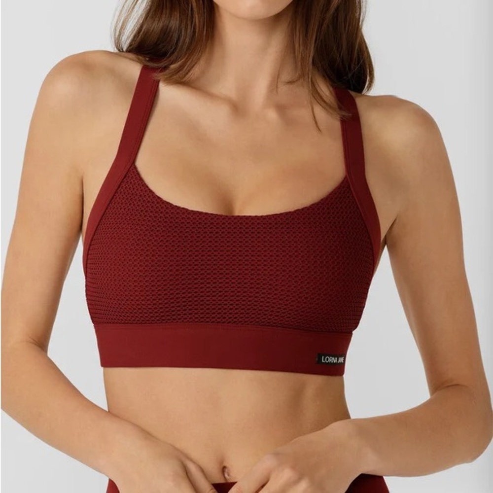 Lorna Jane Wine Red Mesh Sports Bra